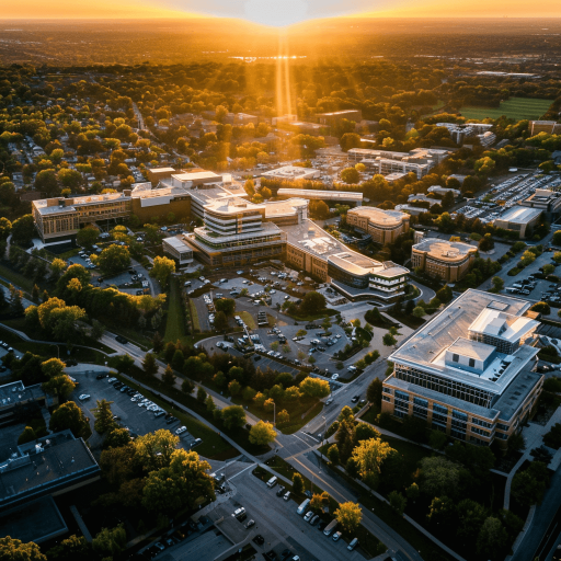 micmoor57_drone_photo_of_a_suburban_hospital_with_a_large_cam_62fcecfb-0e25-450a-99f4-79af680a1a7e_0